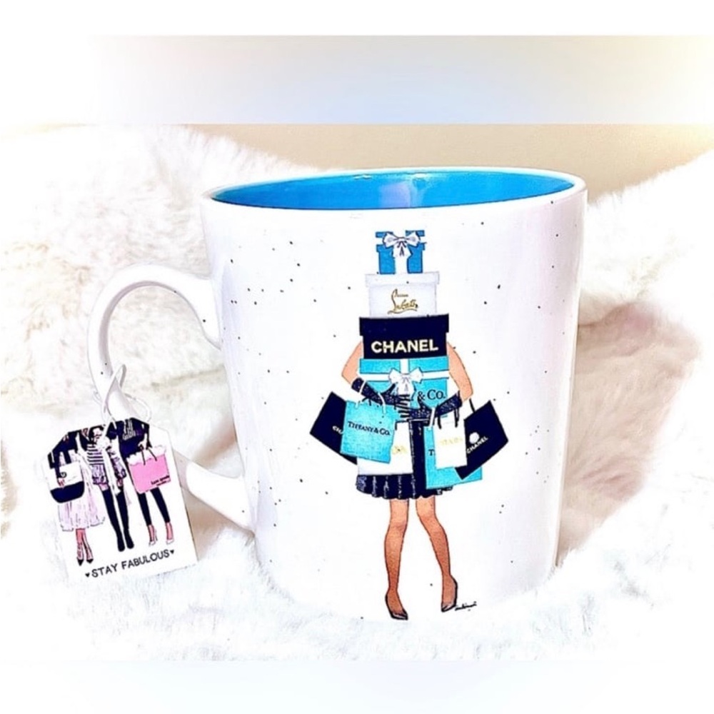 Luxury glam themed Mug with Blue and Black Accents
